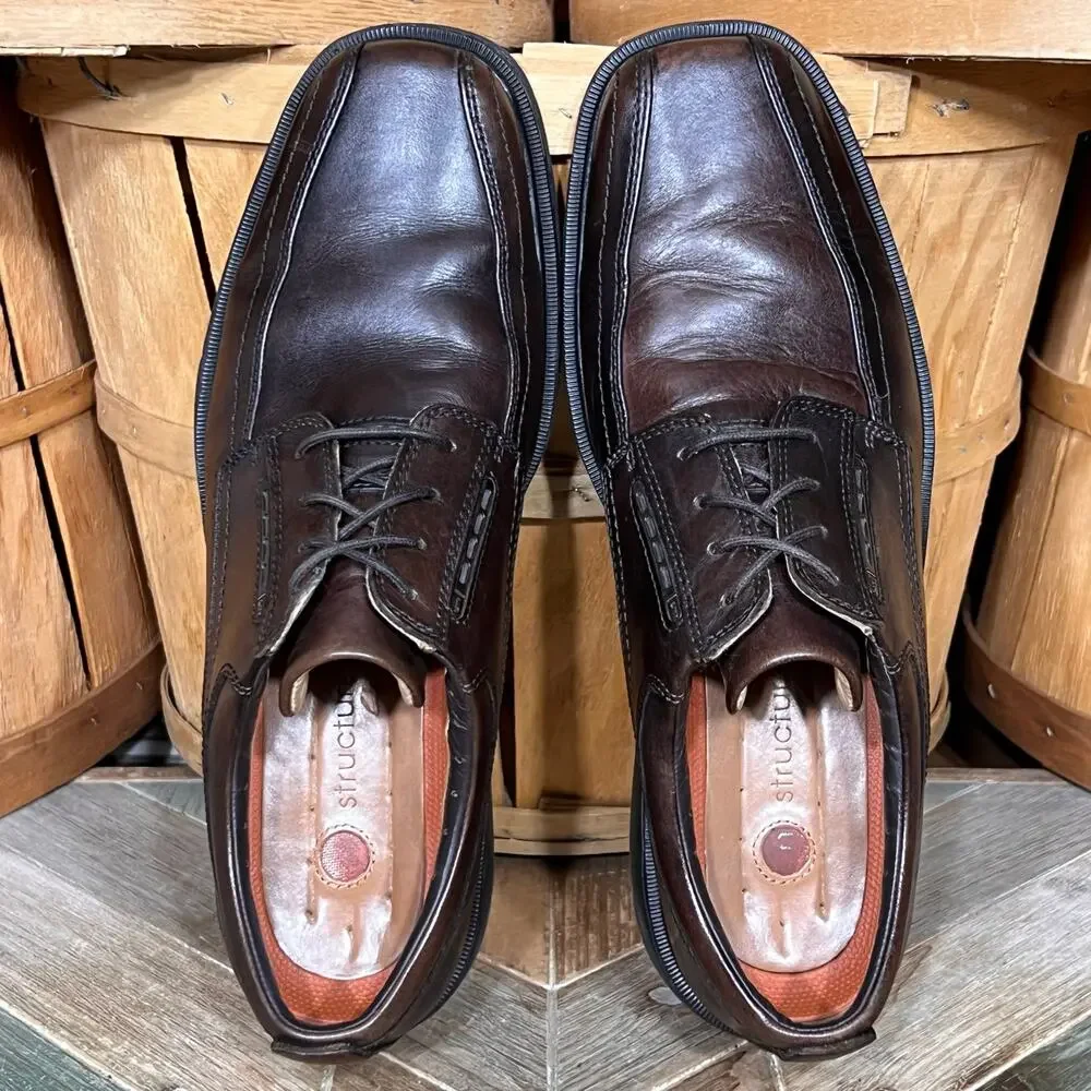 Clarks Unstructured Un Kenneth Brown Leather Comfort Lace-Up Oxfords Men Size 11